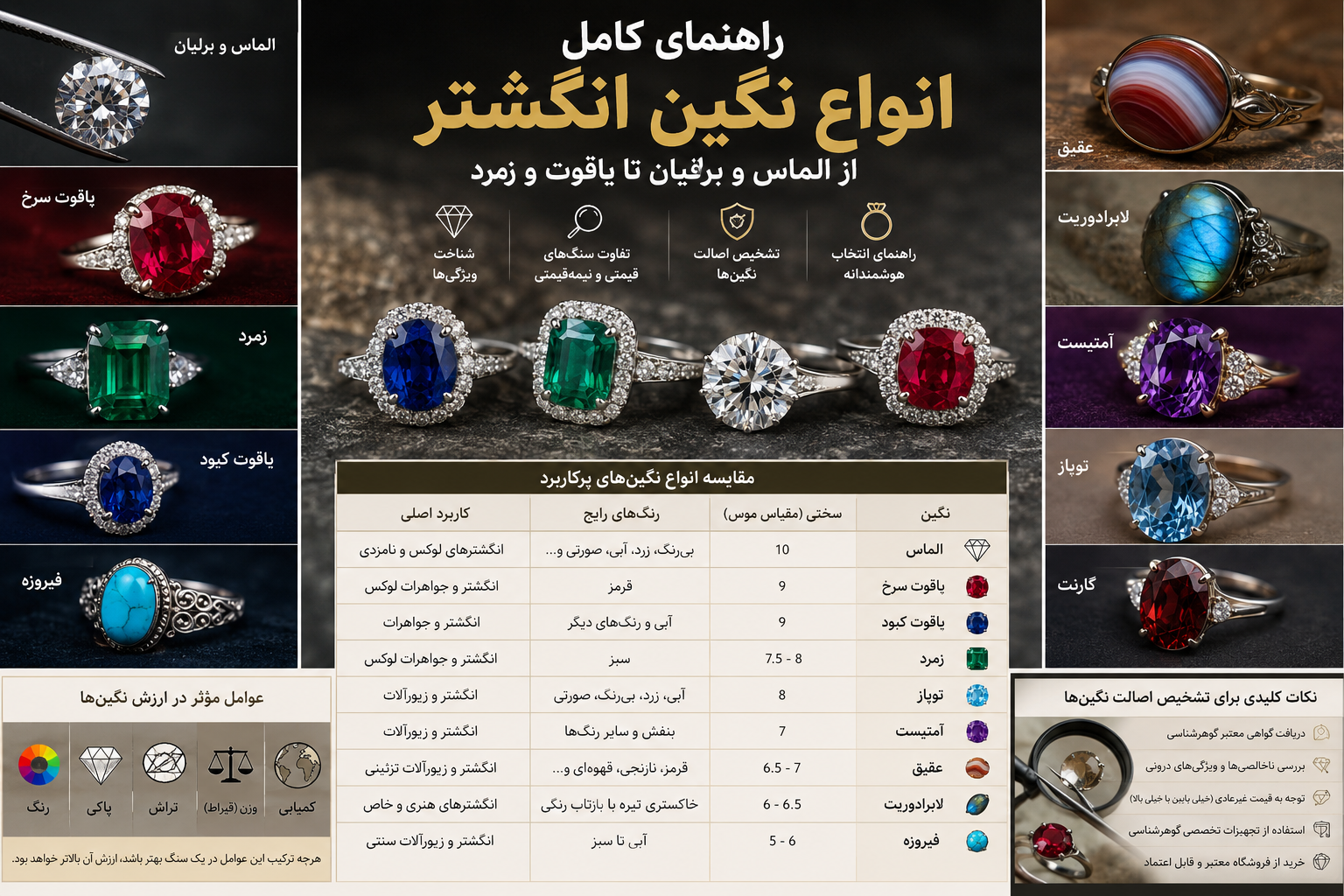 انواع نگین انگشتر