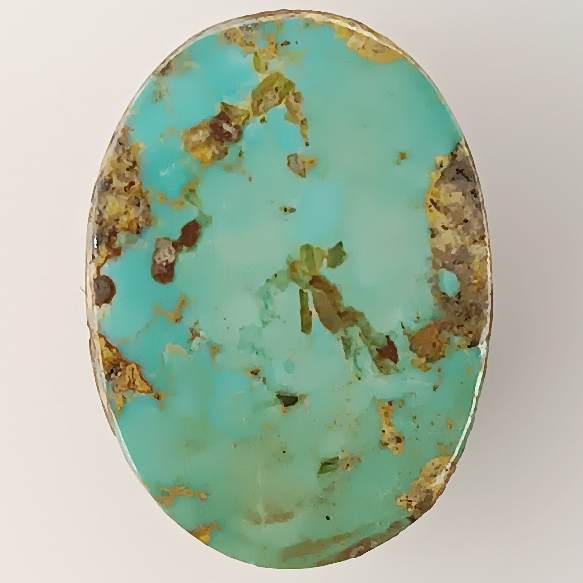 فیروزه نیشابور طبیعی اووال آبی دریایی A به وزن 2.4 گرم