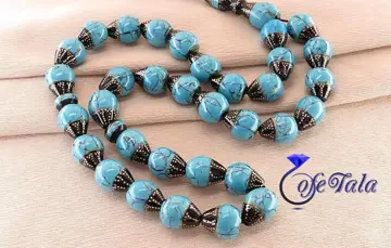 تسبیح فیروزه و یسر 33 دانه سوپر نقره