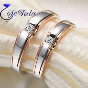 حلقه ازدواج تک نگین الماس مدل 21078