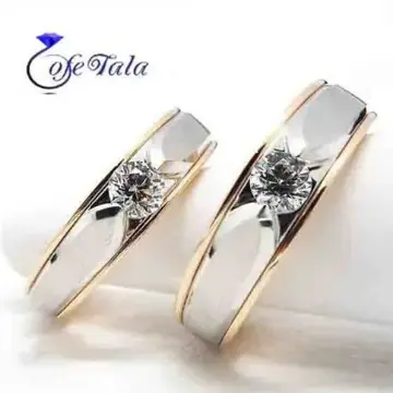 حلقه ازدواج تک نگین الماس مدل 21081