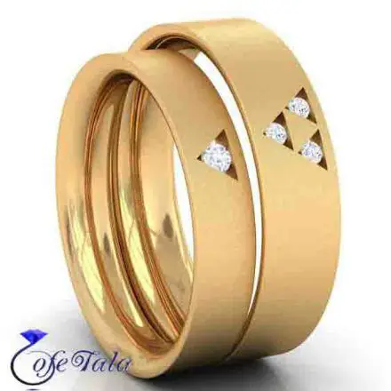 حلقه ازدواج با نگین الماس مدل 21099