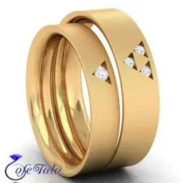 حلقه ازدواج با نگین الماس مدل 21099