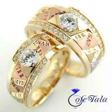حلقه ازدواج نگین الماس مدل 21097