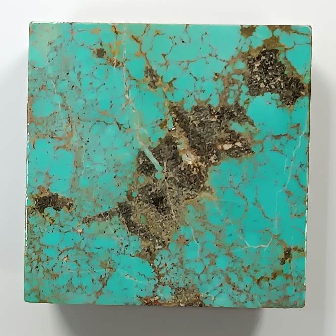 فیروزه نیشابور طبیعی مربع آبی آسمانی سیر AA به وزن 6.12 گرم