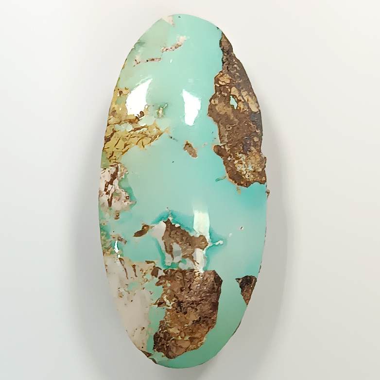 فیروزه نیشابور طبیعی اووال آبی دریایی A به وزن 2.57 گرم