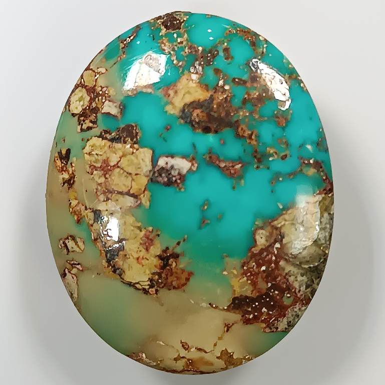 فیروزه نیشابور طبیعی اووال آبی آسمانی سیر AA به وزن 6.6 گرم