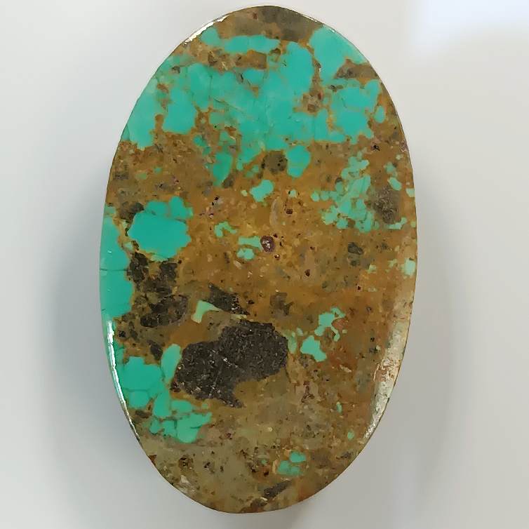 فیروزه نیشابور طبیعی اووال یشمی سیر A به وزن 5.77 گرم