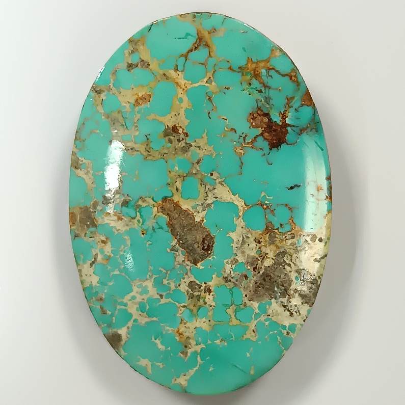 فیروزه نیشابور طبیعی اووال آبی آسمانی سیر AA به وزن 3.85 گرم