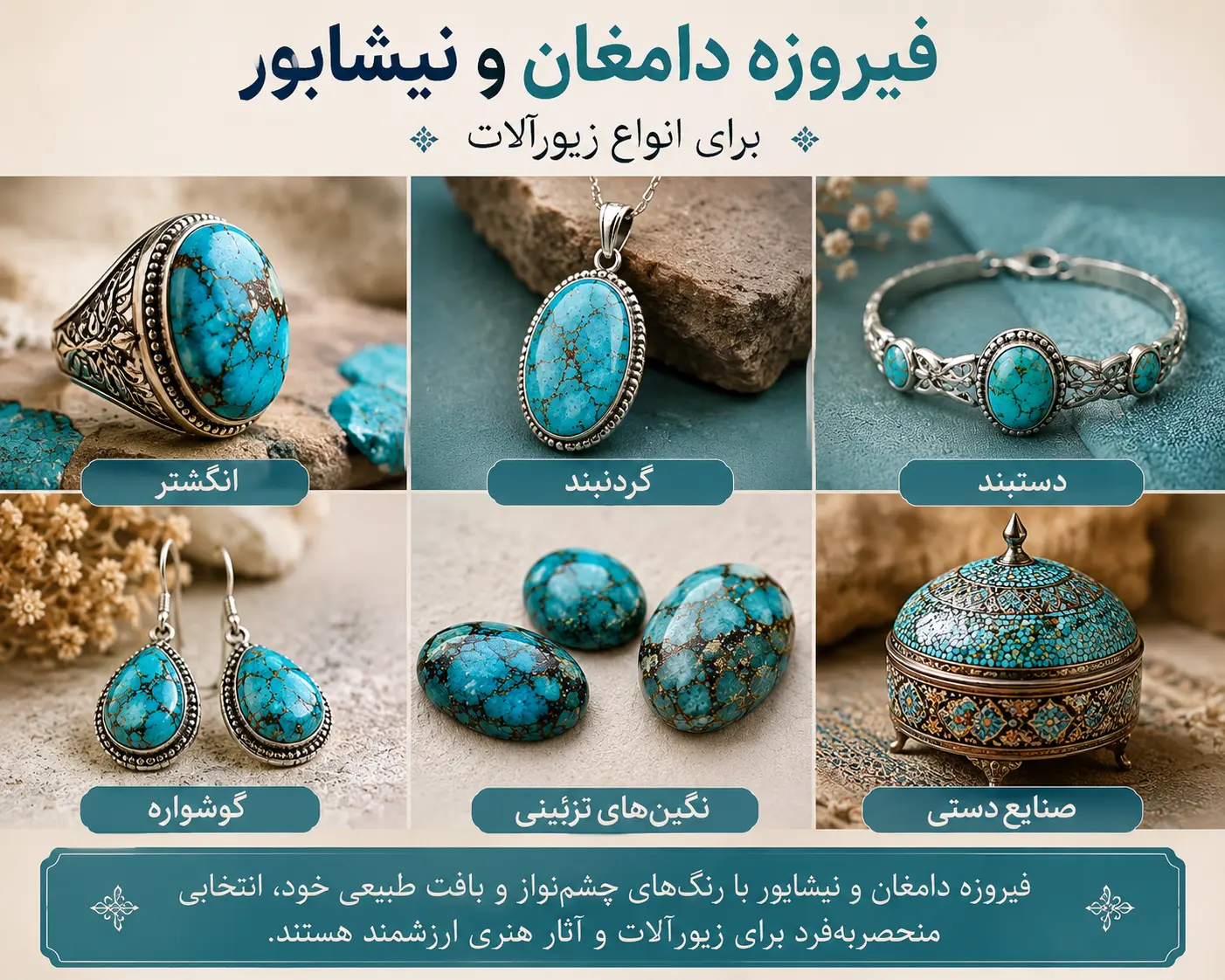 فیروزه دامغان برای زیورزآلات